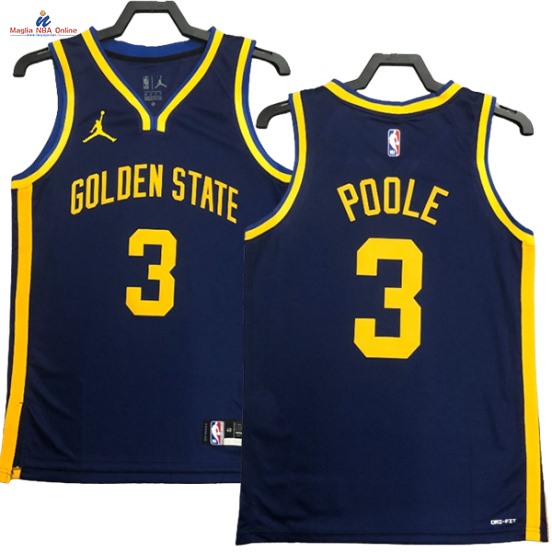 Acquista Maglia NBA Nike Golden State Warriors #3 Jordan Poole Blu Marino Statement 2023-24