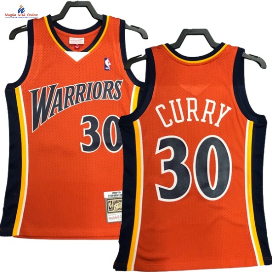 Acquista Maglia NBA Nike Golden State Warriors #30 Stephen Curry Arancia Hardwood Classics 2009-10