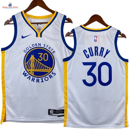 Acquista Maglia NBA Nike Golden State Warriors #30 Stephen Curry Bianco Association 2023-24