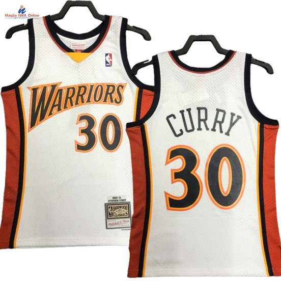 Acquista Maglia NBA Nike Golden State Warriors #30 Stephen Curry Bianco Hardwood Classics 2009-10