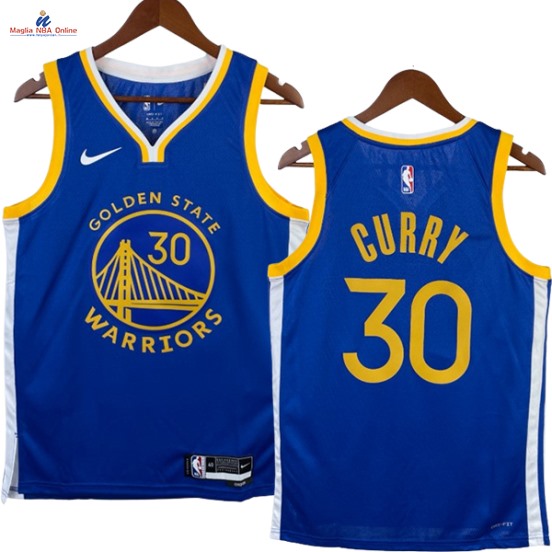 Acquista Maglia NBA Nike Golden State Warriors #30 Stephen Curry Blu Icon 2023-24