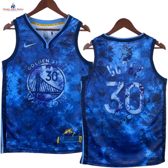 Acquista Maglia NBA Nike Golden State Warriors #30 Stephen Curry Blu Select Series 2023-24