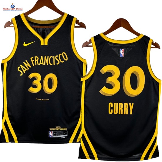 Acquista Maglia NBA Nike Golden State Warriors #30 Stephen Curry Nero Città 2024-25