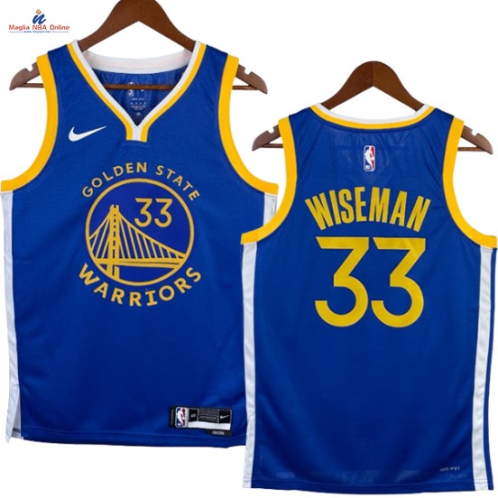 Acquista Maglia NBA Nike Golden State Warriors #33 James Wiseman Blu Icon 2023-24