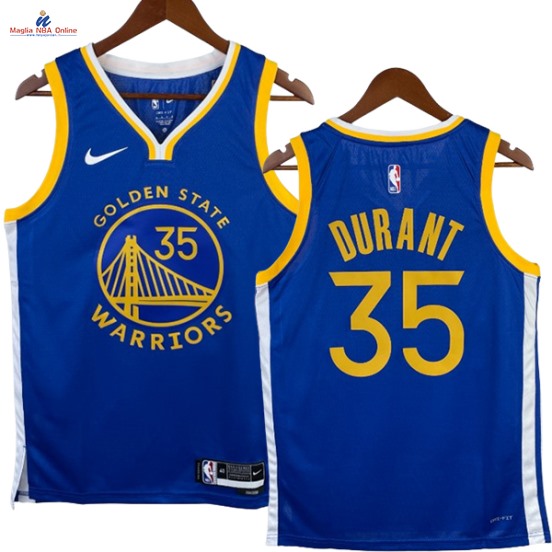 Acquista Maglia NBA Nike Golden State Warriors #35 Kevin Durant Blu Icon 2023-24