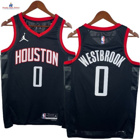 Acquista Maglia NBA Nike Houston Rockets #0 Russell Westbrook Nero Statement 2024-25