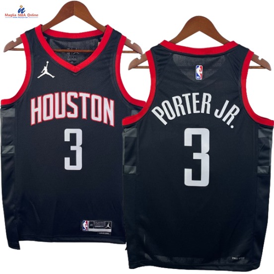 Acquista Maglia NBA Nike Houston Rockets #3 Kevin Porter Jr. Nero Statement 2024-25