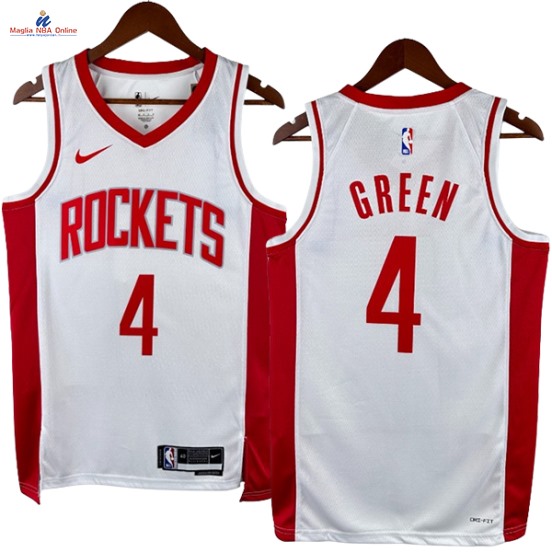 Acquista Maglia NBA Nike Houston Rockets #4 Jalen Green Bianco Association 2023-24
