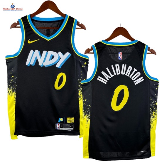 Acquista Maglia NBA Nike Indiana Pacers #0 Tyrese Haliburton Nero Città 2024-25