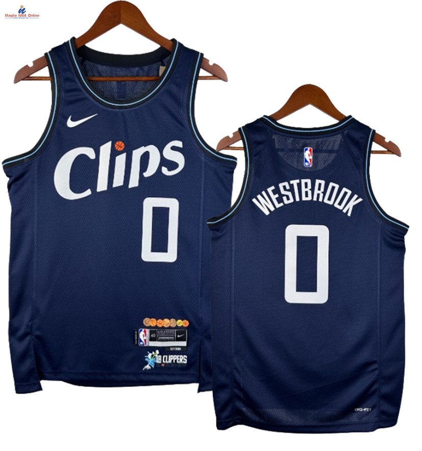 Acquista Maglia NBA Nike Los Angeles Clippers #0 Russell Westbrook Blu Città 2023-24