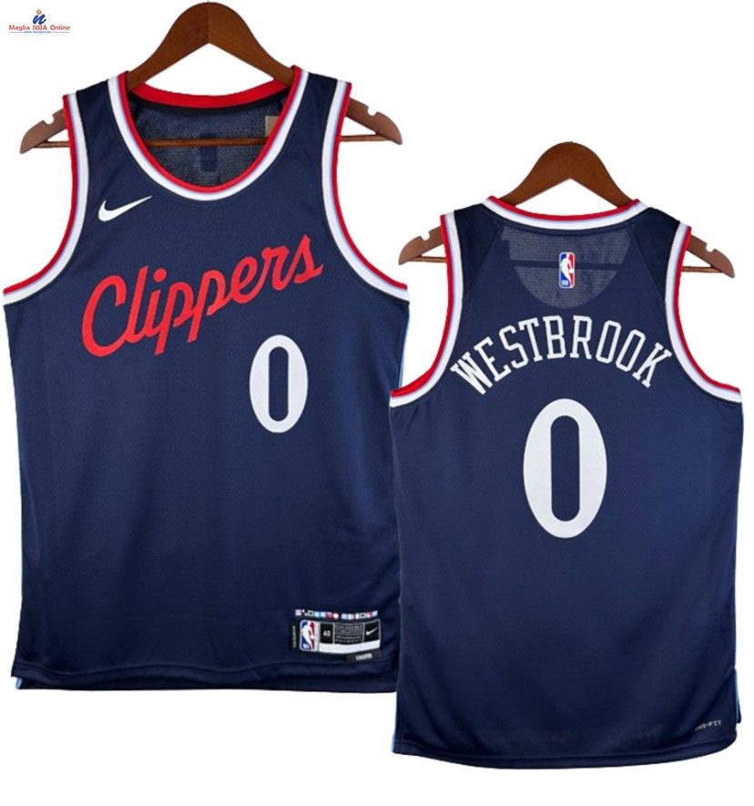 Acquista Maglia NBA Nike Los Angeles Clippers #0 Russell Westbrook Blu Icon 2024-25