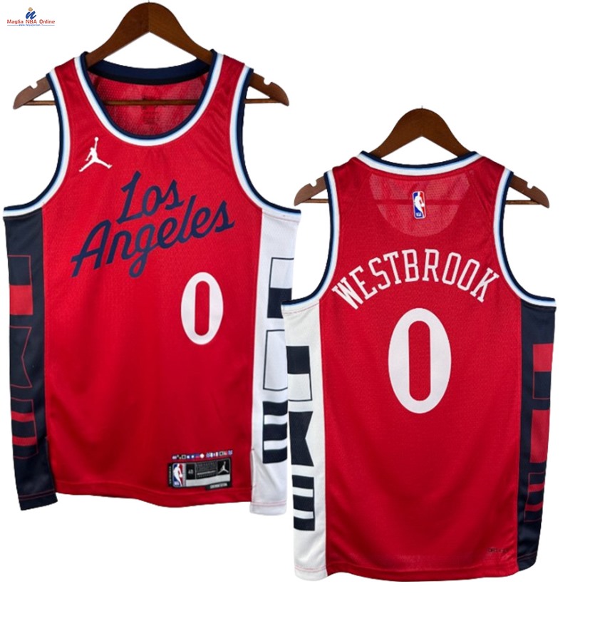 Acquista Maglia NBA Nike Los Angeles Clippers #0 Russell Westbrook Rosso 2024-25