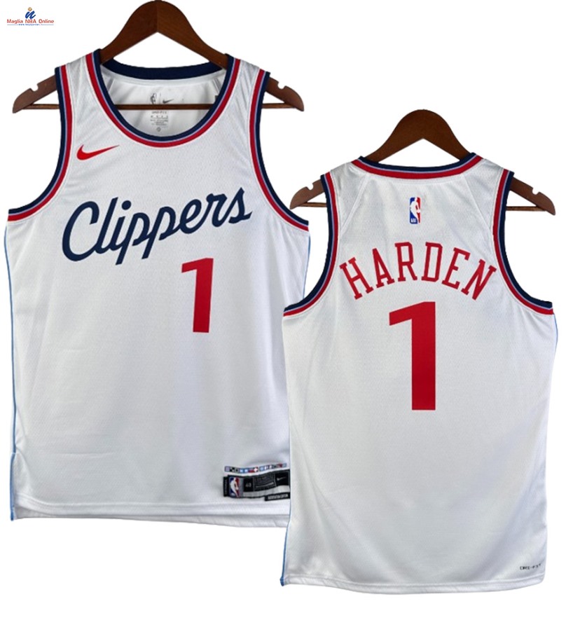Acquista Maglia NBA Nike Los Angeles Clippers #1 James Harden Bianco Association 2024-25