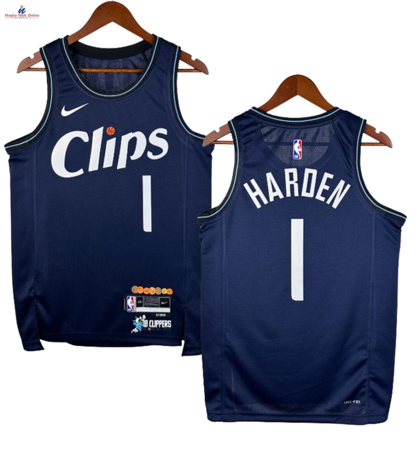 Acquista Maglia NBA Nike Los Angeles Clippers #1 James Harden Blu Città 2023-24