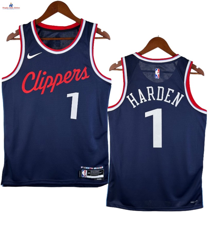 Acquista Maglia NBA Nike Los Angeles Clippers #1 James Harden Blu Icon 2024-25