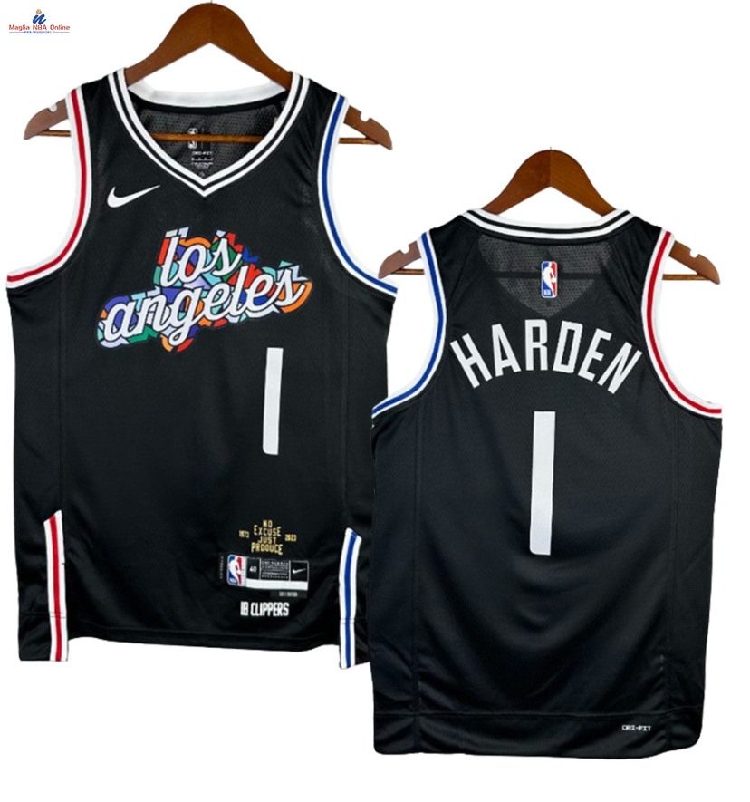 Acquista Maglia NBA Nike Los Angeles Clippers #1 James Harden Nero Città 2023