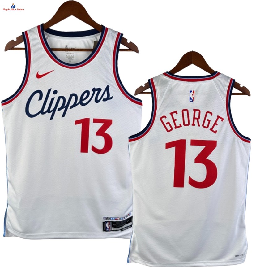 Acquista Maglia NBA Nike Los Angeles Clippers #13 Paul George Bianco Association 2024-25