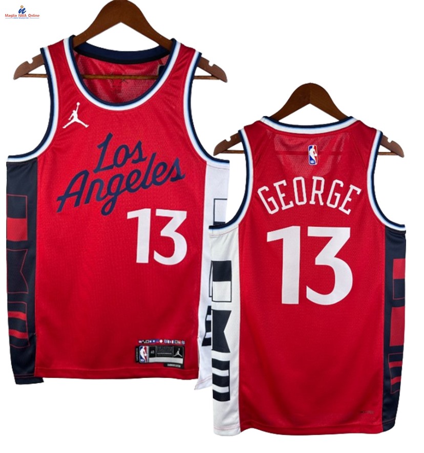 Acquista Maglia NBA Nike Los Angeles Clippers #13 Paul George Rosso Statement 2024-25