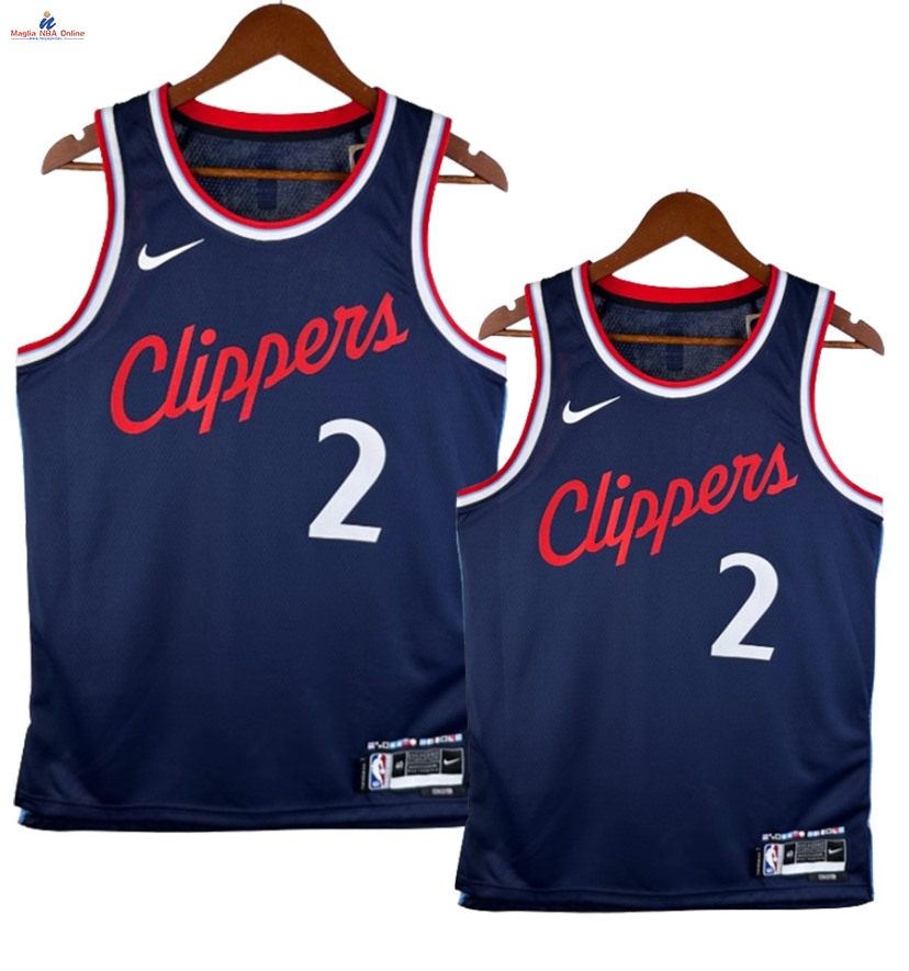 Acquista Maglia NBA Nike Los Angeles Clippers #2 Kawhi Leonard Blu Icon 2024-25