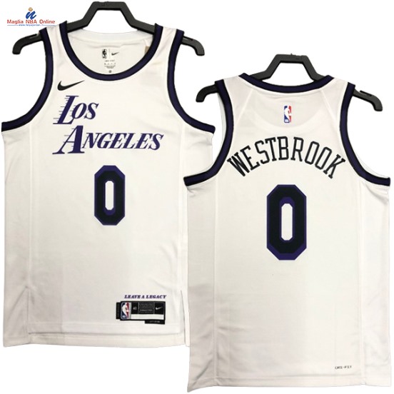 Acquista Maglia NBA Nike Los Angeles Lakers #0 Russell Westbrook Bianco Città 2023-24