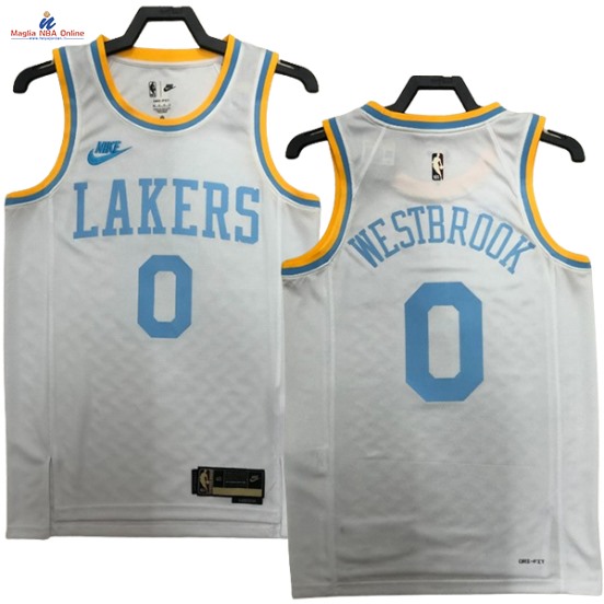 Acquista Maglia NBA Nike Los Angeles Lakers #0 Russell Westbrook Bianco Classic 2023-24