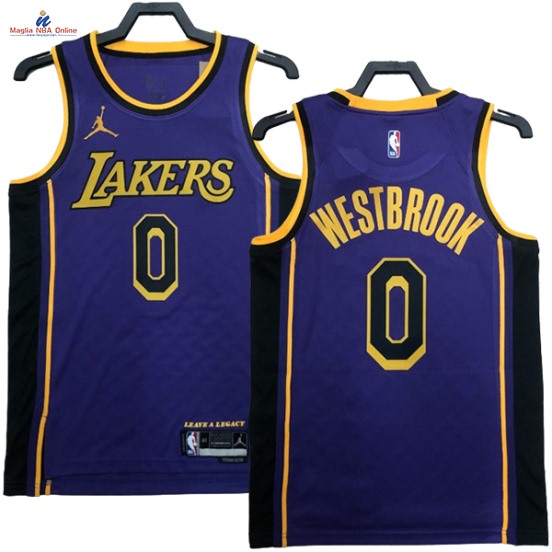 Acquista Maglia NBA Nike Los Angeles Lakers #0 Russell Westbrook Porpora Statement 2023-24