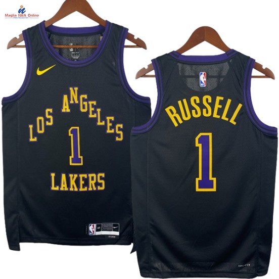 Acquista Maglia NBA Nike Los Angeles Lakers #1 D'Angelo Russell Nero Città 2024-25