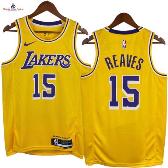 Acquista Maglia NBA Nike Los Angeles Lakers #15 Austin Reaves Giallo Icon 2023-24