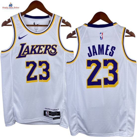 Acquista Maglia NBA Nike Los Angeles Lakers #23 LeBron James Bianco Association 2023-24