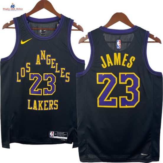 Acquista Maglia NBA Nike Los Angeles Lakers #23 LeBron James Nero Città 2024-25