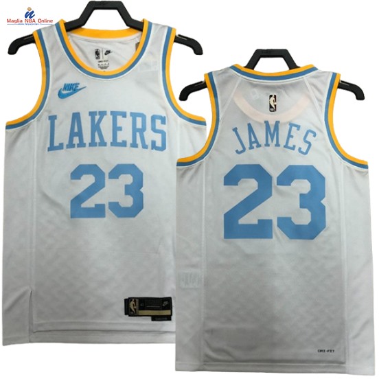 Acquista Maglia NBA Nike Los Angeles Lakers #23 Lebron James Bianco Classic 2023-24