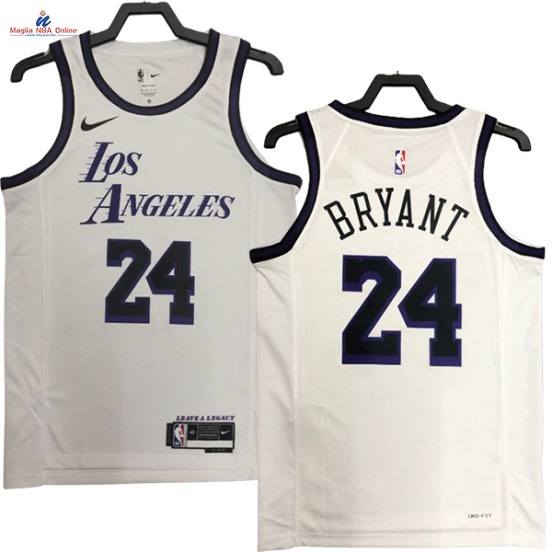 Acquista Maglia NBA Nike Los Angeles Lakers #24 Kobe Bryant Bianco Città 2023-24