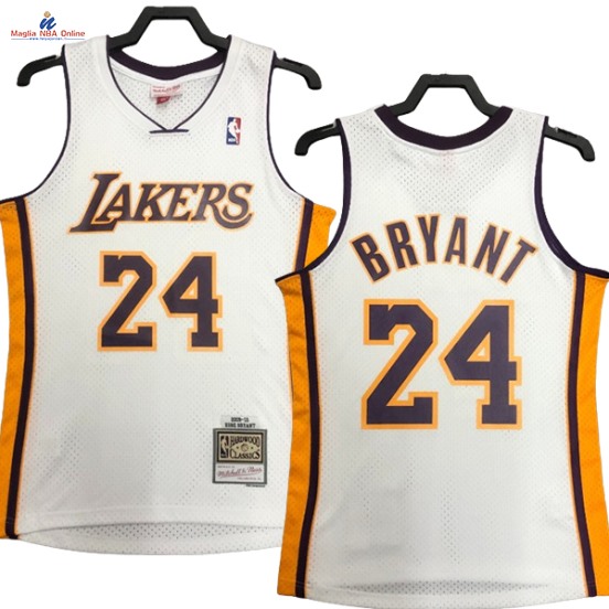 Acquista Maglia NBA Nike Los Angeles Lakers #24 Kobe Bryant Bianco Hardwood Classics 2009-10