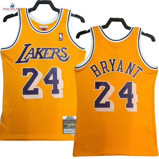 Acquista Maglia NBA Nike Los Angeles Lakers #24 Kobe Bryant Giallo Hardwood Classics 2007-08