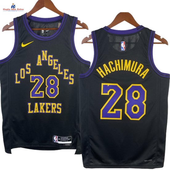 Acquista Maglia NBA Nike Los Angeles Lakers #28 Rui Hachimura Nero Città 2024-25