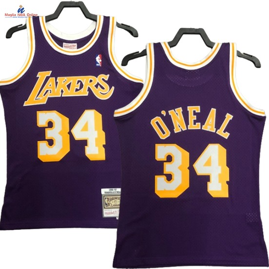 Acquista Maglia NBA Nike Los Angeles Lakers #34 Shaquille O'nea Porpora Hardwood Classics 1996-97
