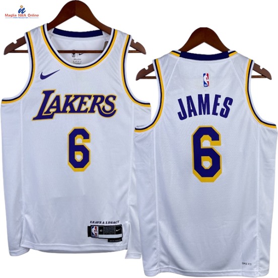 Acquista Maglia NBA Nike Los Angeles Lakers #6 LeBron James Bianco Association 2023-24
