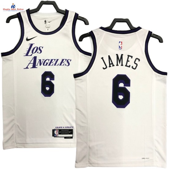 Acquista Maglia NBA Nike Los Angeles Lakers #6 LeBron James Bianco Città 2023-24