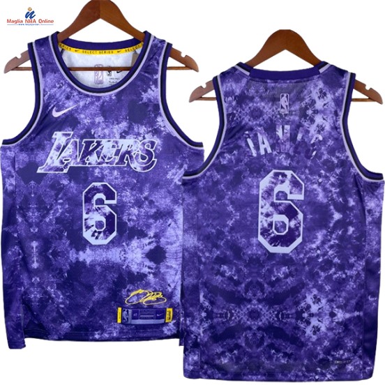 Acquista Maglia NBA Nike Los Angeles Lakers #6 LeBron James Porpora Select Series 2023-24