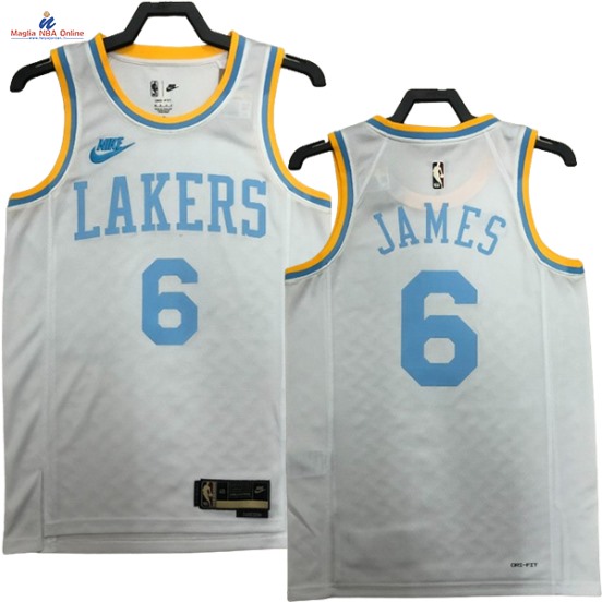 Acquista Maglia NBA Nike Los Angeles Lakers #6 Lebron James Bianco Classic 2023-24