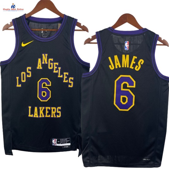 Acquista Maglia NBA Nike Los Angeles Lakers #6 Lebron James Nero Città 2024-25