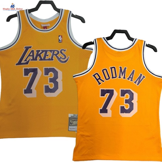 Acquista Maglia NBA Nike Los Angeles Lakers #73 Dennis Rodman Giallo Hardwood Classics 1998-99