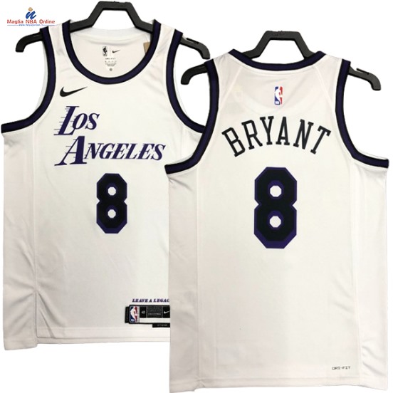 Acquista Maglia NBA Nike Los Angeles Lakers #8 Kobe Bryant Bianco Città 2023-24