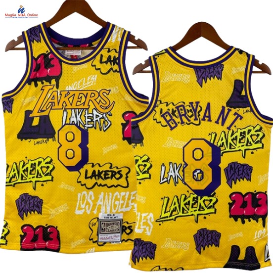 Acquista Maglia NBA Nike Los Angeles Lakers #8 Kobe Bryant Oro Hardwood Classics 1996-97