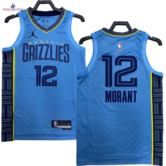 Acquista Maglia NBA Nike Memphis Grizzlies #12 Ja Morant Blu Statement 2023-24