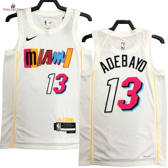 Acquista Maglia NBA Nike Miami Heat #13 Bam Adebayo Bianco Città 2023-24