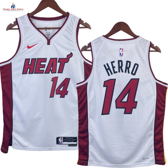 Acquista Maglia NBA Nike Miami Heat #14 Tyler Herro Bianco Association 2023-24