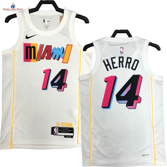 Acquista Maglia NBA Nike Miami Heat #14 Tyler Herro Bianco Città 2023-24