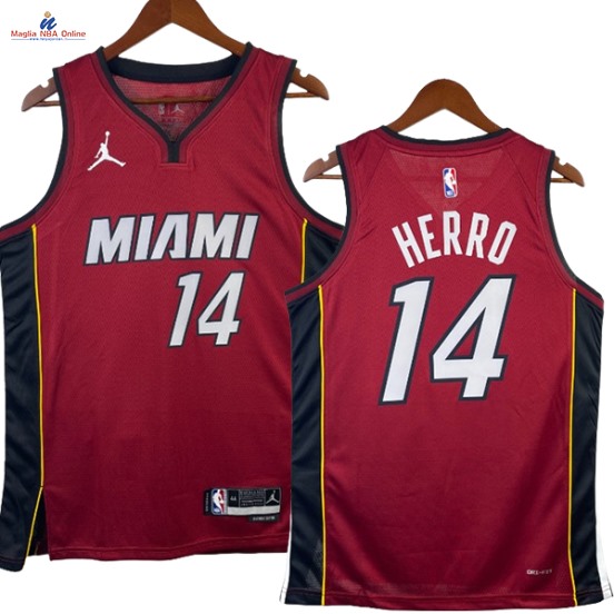 Acquista Maglia NBA Nike Miami Heat #14 Tyler Herro Borgogna Statement 2023-24