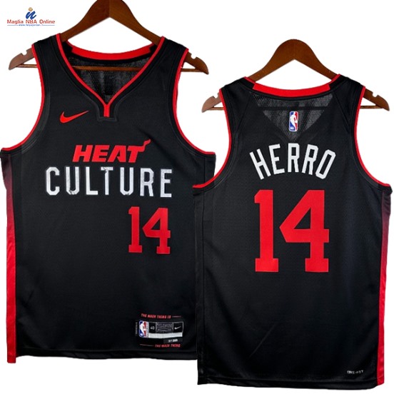 Acquista Maglia NBA Nike Miami Heat #14 Tyler Herro Nero Città 2024-25